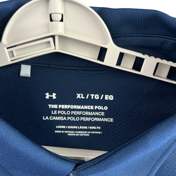 Under Armour Performance Polo Shirt Mens XL TG EG Loose Fit Navy Gray - Picture 3 of 6